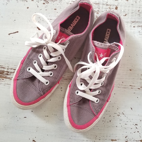 Converse Shoes - Converse All Star Low Top Sneakers Pink & Grey 7.5